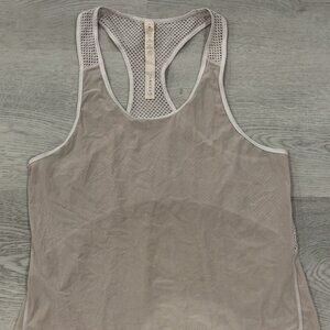 Lululemon Mesh Sheer Tank Top Beige Neutral Racerback Athletic Workout Sz 6